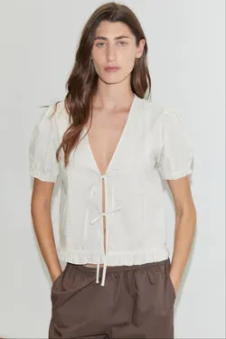 Pintuck Top - Bone Check