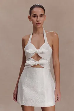 Ella Bow Detail Halter Mini Dress - White