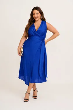 Luz Maxi Wrap Dress in Blue