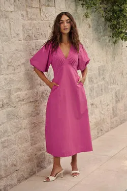 Secret Radiance Maxi Dress in Magenta Linen Blend