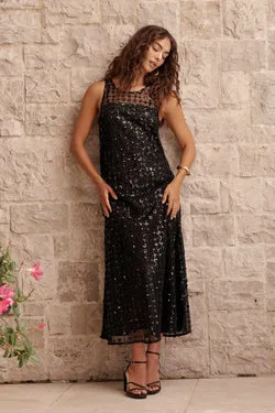 Runway Ready Maxi Dress in Black Sequin