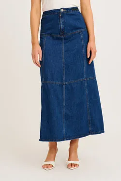 Maryanne Maxi Skirt in Mid Blue Wash Denim