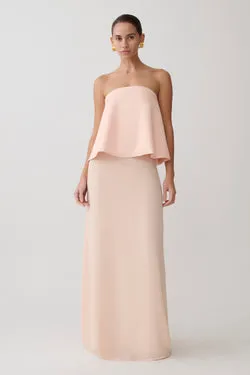 Sophia Satin Strapless Maxi Dress - Peach