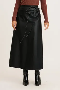 Demi Maxi Skirt in Black Leatherette
