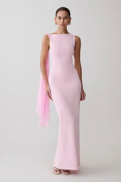 Farid Bandage Maxi Dress With Chiffon - Baby Pink