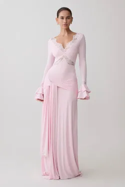 Electra Slinky Lace Maxi Dress - Ballet Pink