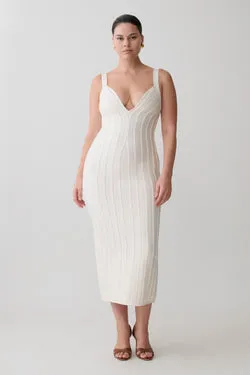 Gia Bandage Knit Midi Dress - Ivory