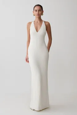 Hana Slinky Plunge Maxi Dress - Ivory
