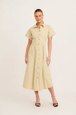 Denim Lover Maxi Dress in Beige Denim