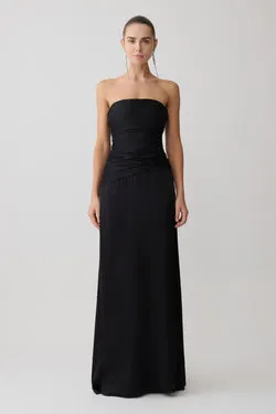 Serena Strapless Taffeta Maxi Dress - Black