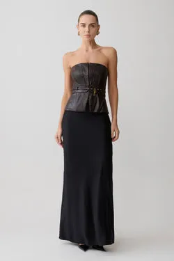 Sabrina Silk Blend Maxi Skirt - Black