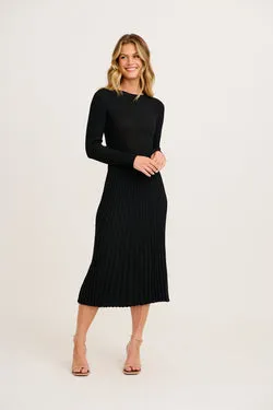 Thistle Midi Knit Dress in Black