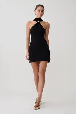 Hector Halter Neck Knit Mini Dress - Black