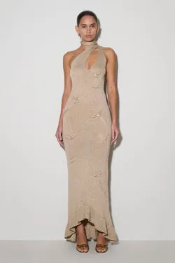Celestino Floral Metallic Knit Maxi Dress - Gold