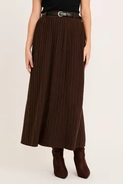 Fraser Maxi Knit Skirt in Chocolate with Belt