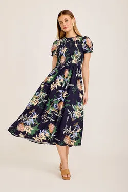 Delano Midi Dress In Navy Floral