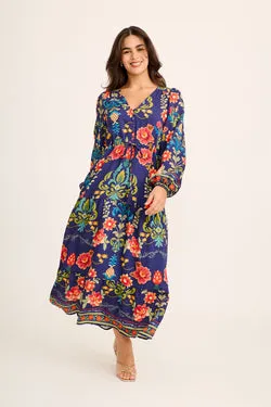 Noelly Rose Maxi Dress in Navy Bright Floral