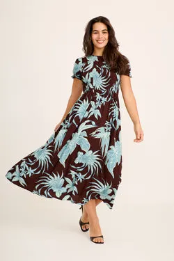 Delano Midi Dress In Chocolate Floral