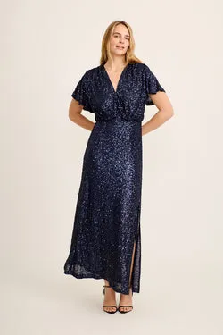 Celestial Sparkle Maxi Dress in Navy Sequin