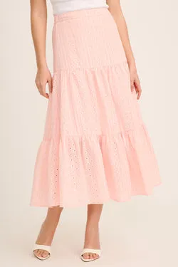 Fleur Dream Maxi Skirt in Pink Broiderie