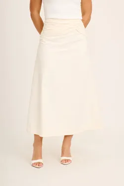 Isadora Midi Skirt in Cream Cotton