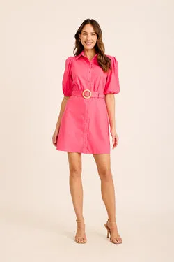 Casa Rose Shirt Dress in Hot Pink Linen Blend