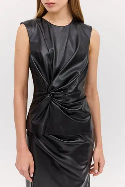 BLACK LEATHERETTE ILLUSION TOP
