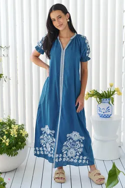 Julia Cotton Dress - Blue - SALE