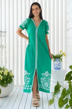 Julia Cotton Dress - Emerald Green