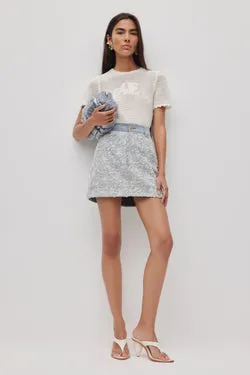 Bloom Lace Denim Skirt