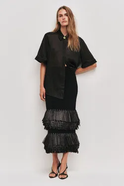 Agave Knit Raffia Midi Skirt