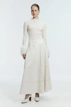 Lotus Vegan Leather Midi Skirt