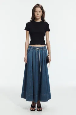 Caserta Logo Denim Midi Skirt