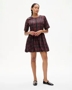 Astrid Dress (Dark Red Check)