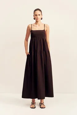 MAIORI TIERED MIDI DRESS - GANACHE