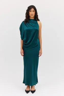 PETROL SILK SATIN RAFAEL SKIRT