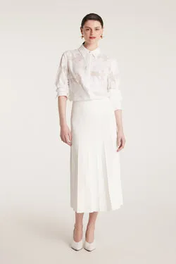 Milano Crepe Knit Skirt - White