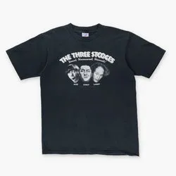 Vintage 1995 THE THREE STOOGES USA Made Single Stitch Black Tee (M-L)