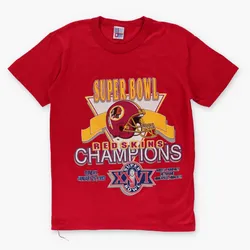 Vintage 1990 SUPERBOWL Redskins USA Made NFL Red T-Shirt (S)