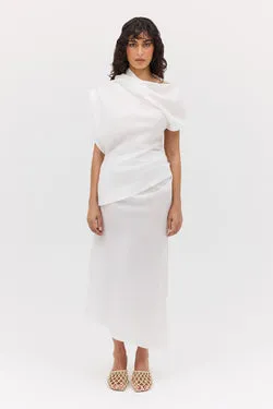 WHITE COTTON CLINCH SKIRT