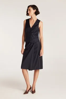 Pinstripe Skirt - Navy/White