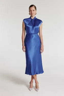 Bias Slip Skirt - Mid Blue