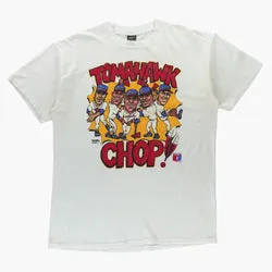 Vintage Atlanta Braves "Tomahawk Chop" MLB Caricature Single Stitch Tee USA Made (XL)