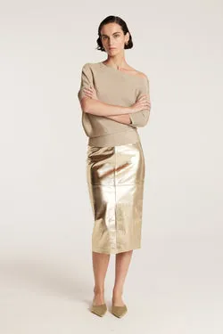 Gold Leather Skirt - Gold