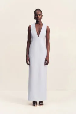 OTIS PLUNGED FITTED MAXI DRESS - SKY