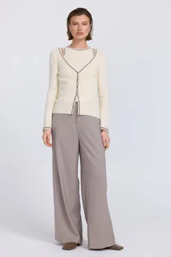 AIMEE COMBO CONTRAST CARDI - CREAM