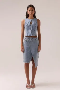 ETCH DENIM SKIRT - HERITAGE BLUE