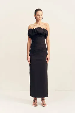 CAMPBELL STRAPLESS BUBBLE MAXI DRESS - BLACK