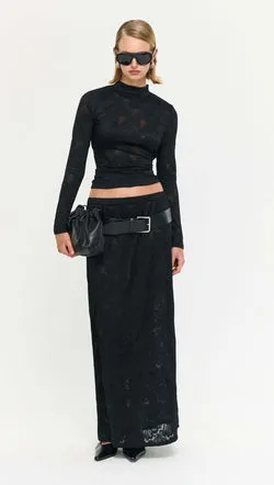 Black Sheer Lace Maxi Skirt
