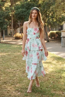 Lumiya Maxi Dress in Mint and Blush Floral